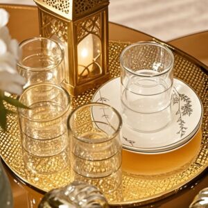 طقم بيالات شاي وقهوة  يمام 18 قطعة - ابيض ورمادي