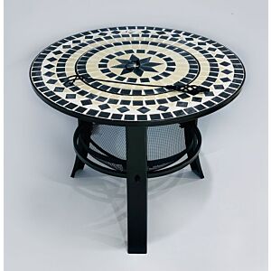 موقد نار دائري حجري - بيج وأسود