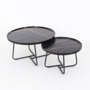 طقم طاولة قهوة روبينا - اسود رخامي واسود