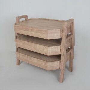 طقم طاولات خدمة ارضيه سداسي الشكل - بيج