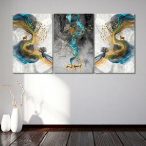 لوحة جدارية فنية بتصميم تجريدي تشارمينغ  - ثلاث قطع - مقاس 120x60 سم