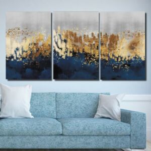 لوحة جدارية فنية بتصميم تجريدي شايني - ثلاث قطع  - مقاس 120x60 سم