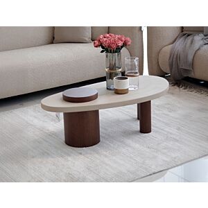 طاولة قهوة لوسيا - بني وبيج