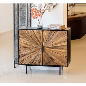 خزانة بوفية جانبية رانيش بتصميم خشبي-بني واسود