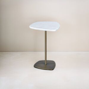 طاولة جانبية ايسيل سطح رخامي - أبيض وبرونز