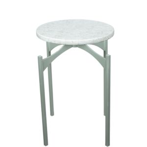 طاولة جانبية انستازيا فضي بسطح رخامي كريمي