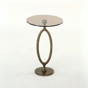 طاولة جانبية زجاج وحديد - نحاسي معتق