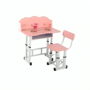 مكتب دراسي للاطفال مع كرسي هيلي - وردي