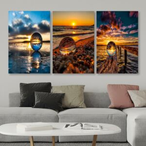 طقم لوحات جدارية فنية جودي بتصميم تجريدي 3 قطع - متعدد الالوان