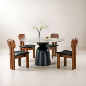 طاولة طعام ل 4 اشخاص ميرتال - ابيض واسود