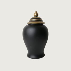 فازة فارو حجم صغير مع غطاء - أسود وذهبي