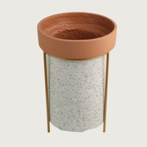 مركن سورن مع أرجل حديد - برتقالي وأبيض