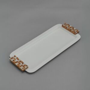 صينية تقديم هندي 50x20 سم - كريمي وخشبي