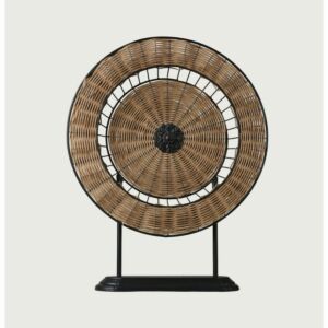 تحفة طاولة من الخزف على شكل دائرة بتصميم أخاذ لون بني وأسود 