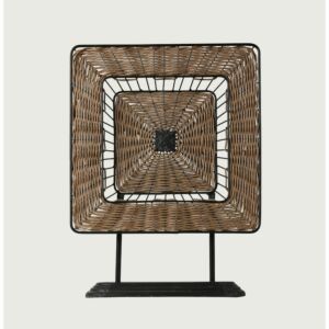 تحفة فنية على شكل طاولة من الخزف الأخاذ شكل مربع لون ذهبي أسود 