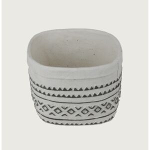 مركن زرع بوهيم من الفخار - أبيض وأسود