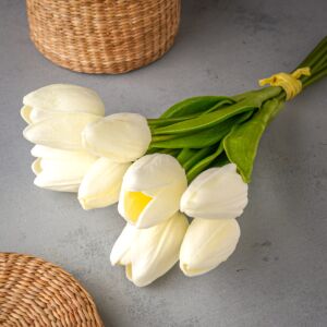 باقة ورد صناعي بينيسا - سكري واخضر - 12 قطعة