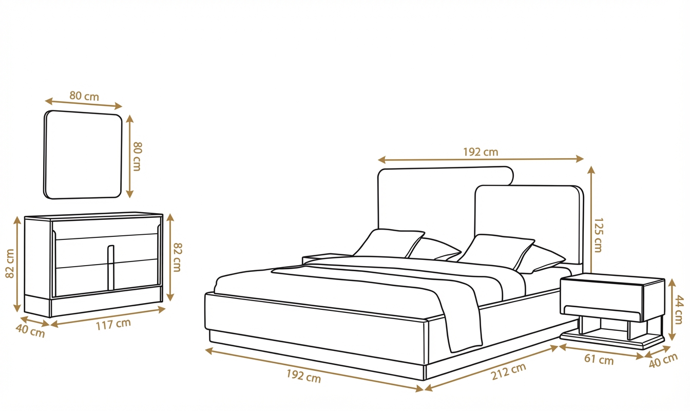 طقم غرفة نوم كينج 5 قطع - لوسو- 180x200